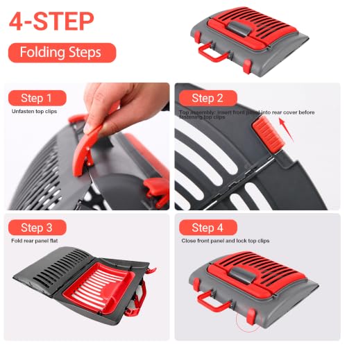 Foldable Portable Pet Carrier, Cat Carrier with Opening Door | Hard-Sided Travel Cat Carrier for Cats & Small Pets up to 25lbs, Red - color: Red