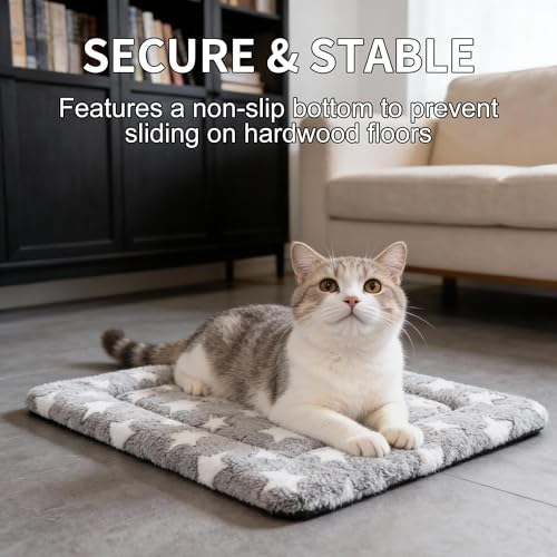 Dog Crate Mat, 4 Piece Reversible Pet Bed, Polyester, Machine Washable, Small Dogs & Cats, Rectangular (Gray Star, 18" L x 14" W x 1.5Th) - color: Grey Star-4pcs, size: 18"L x 14"W x 1.5"Th