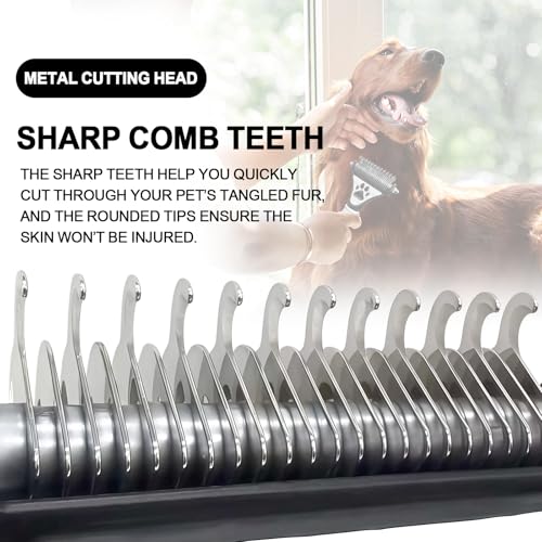 2-in-1 Fine&Wide Tooth Pet Dematting Comb for Dogs&Cats | Stainless Steel Blade,Penguin Handle,Deshedding Dog Brush,Undercoat Rake for Short&Long Haired Pet,Remove Loose Hair Tangles