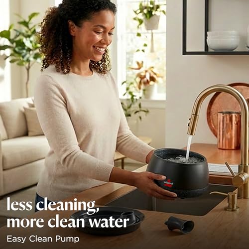 BISSELL HydrateWell Cat Water Fountain, 91oz, 4408 | Wireless pump; SlimeShield technology; 5-layer filtration; ultra-quiet operation; automatic dispensing - style: HydrateWell