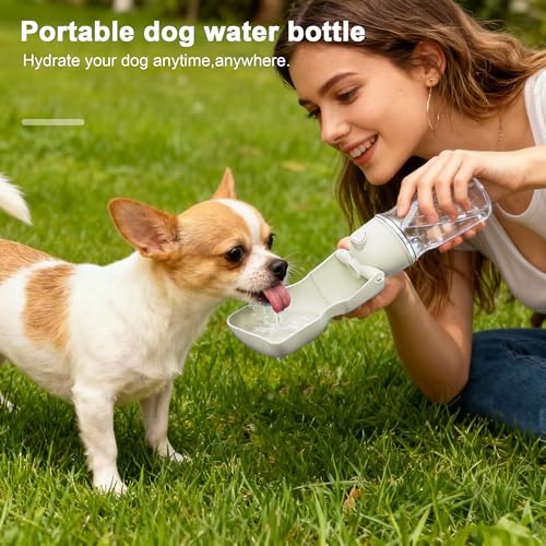 Amerisun Dog Water Bottle, 16.9 OZ Collapsible Leak-Proof Pet Water Bowl | Collapsible Water Bottle,Suitable for Dog, Cat, Puppy, Guinea Pig, Hamster & Bunny. Ideal for Walking, Hiking（A012B-White） - color: A012B-white