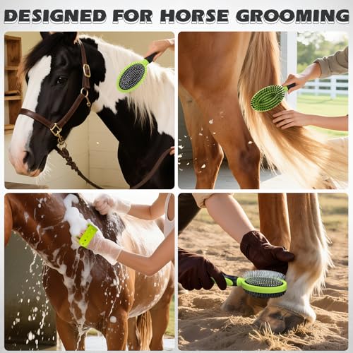 2PCS Pet Grooming Tools - Double-Sided Brush for Shedding and Bathing, Suitable for Short/Long Haired Dogs Cats and Horses, Deshedding Dog Brush, Mane & Tail Combs for Horses - Pet Supplies (Green) - color: Green