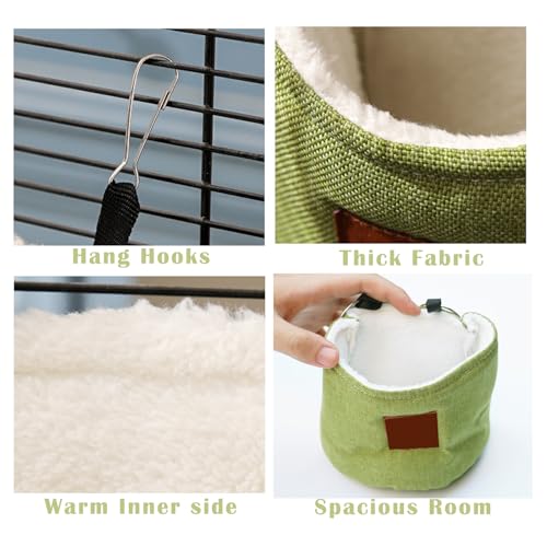 Sugar Glider Hanging Sleeping Pouch, Warm Soft Bed for Small Pets | Double layer thick construction, machine washable fabric,enclosed privacy nest, resting shelter for small pets - color: Grey