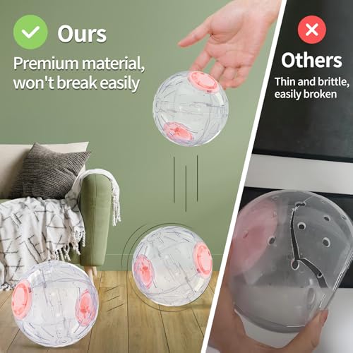 7.9 Inch Hamster Ball, Running Ball Toy, Transparent, Breathable, Reduce Stress, Promote Exercise Health, Easy to Clean, Hamster Accessory, for Syrian Dwarf Hamster, Gerbils, Mice, Small Pets, Pink - color: Pink