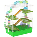 PawHut Extra Large 23" Hamster Cage with Tubes and Tunnels, Portable Carry Handles, Rat House and Habitats Big 5-Tier Design, Mouse Cage Includes Exercise Wheel, Water Bottle, Food Dish, Green | Portable Carry Handles, Rat House and Habitats, Big 5-Tier D