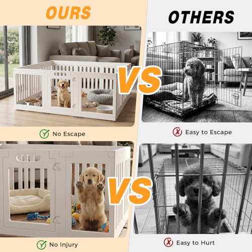 Acrylic Dog Playpen Indoor, 24" Puppy/Small Dog Play Pen with Door | Pet Playpen Fence for Puppies, Rabbits, Safety Double Lock Door, Easy Assemble and Clean, 12 Panels