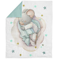 UNIQUE Mint Mouse Fabric Panel, 29x39in, 100% Cotton Twill, Print, White, Quilting Panel