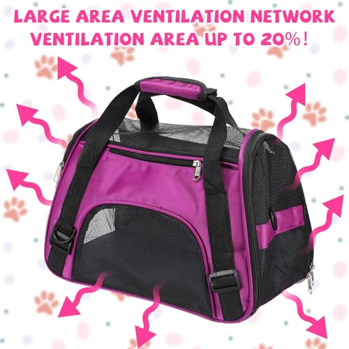2 Pcs Pet Carrier, Soft Sided Pet Travel Carrier for Cats, Airline Approved Kitty Portable Dog Bags for Traveling Little Dogs, Rabbits, Puppy, Cat(S,Pink, Purple) - color: Pink, Purple