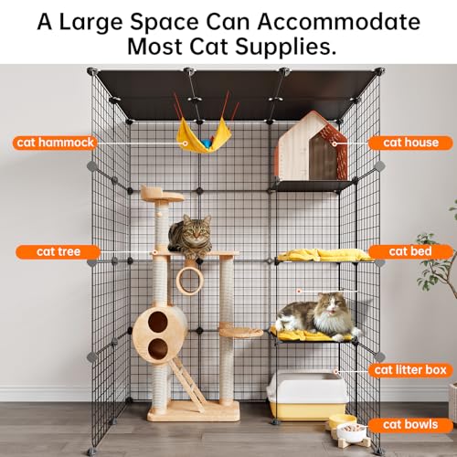 Oneluck Extra Large Cat Cage,4-Tier Catio, DIY Metal Cat Enclosure with Platforms,55 Inch Indoor Cat Cage for 1-3 Cats, Indoor Cat Playpen for Cats Rabbits Small Animals - size: 41.3"L x 27.6"W x 55.1"H
