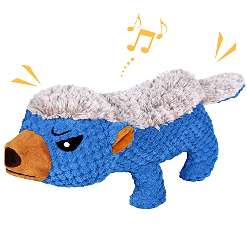 IOKHEIRA Dog Plush Toys for Aggressive Chewers, Indestructible Dog Squeaky Toys with Crinkle Paper, Durable Teething Chew Toys for Medium and Large Breed (Blue) - color: Blue