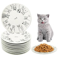 Ceramic Cat Bowl Set of 10-5.9 inch Wide & Shallow Cats Food Dish Cute Kitty Plates Relief Whisker Fatigue Small Pet Feeding Bowls for Kittens Puppy