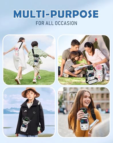 Water Bottle Carrier with Strap for Kids, 14-20 oz | Insulated, Neoprene Water Bottle Holder Bag with Pocket, Cute Cartoon, Bottle Bag for boys and girls, Walking Hiking Camping - color: Retor Game