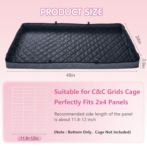 FunFurry Quilted Guinea Pig Cage Liner, Reversible & Absorbent Bottom Base, Cage Liners for Small Animals, Hamster Chinchilla Hedgehog Ferret Rabbit. (Dark Grey-Quilted, 24" X 48") - color: Dark Grey-Quilted, size: 24" X 48"