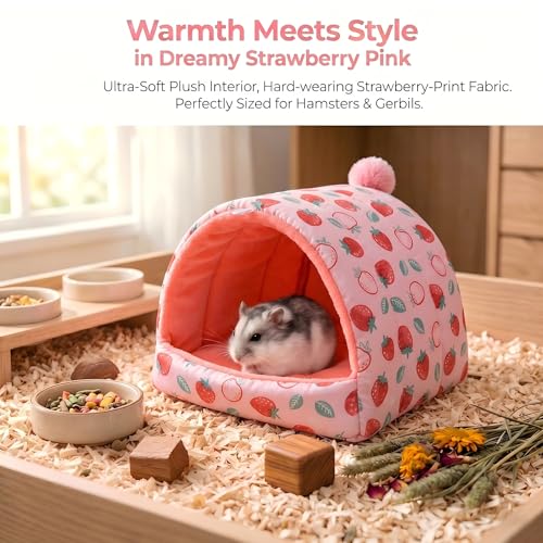 Rat Hamster Warm Bed House Hut Hanging Hammock Cute Nest for Small and Medium-Sized Pets (L), Suitable for Larger Pets(XL)-L-Pink - color: Pink, size: L
