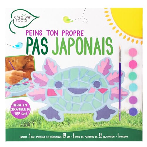 Creative Roots Axolotl Stepping Stone Kit, 7-Inch Paintable Ceramic Stepping Stone, Includes 6 Acrylic Paints, Kids Crafts, Ages 8+ - style: Axolotl