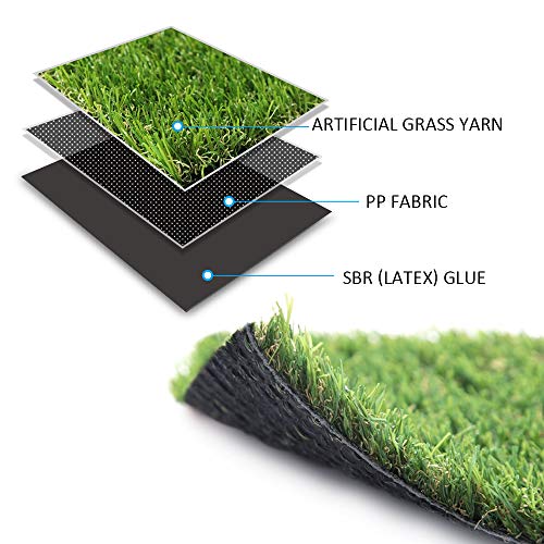 Artificial Grass Lawn Turf 5 FT x 8 FT(40 Square FT) 0.8inch Realistic Synthetic Grass Mat, Indoor Outdoor Garden Lawn Landscape for Pets,Fake Faux Grass Rug with Drainage Holes - size: 5FTx8FT