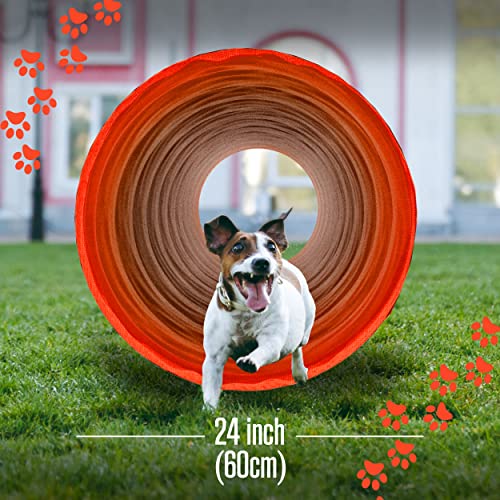 Houseables Dog Agility Tunnel, Dog Tunnel, Agility Equipment, 18 Feet, Puppy Obstacle Course, Crawling, Pet Playground, Small, Medium, Large, Indoor/Outdoor, Play, Pop Up Set, Exercise Tube, Toy, Red | Houseables Agility Equipment, Puppy Obstacle Course,