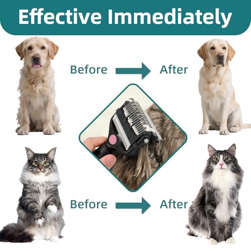 3-IN-1 Pet Grooming Tool - Undercoat Rake, Dematting Comb & Deshedding Brush for Cats, Dogs, Horses - Removes Mats, Tangles & Loose Fur, Reduces Shedding & Prevents Hair Mess (Pink) - color: Pink