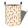 Playful Carrot with Green Leaf Laundry Basket with Handles, 19.7"x15.7" Clothes Foldable Polka Dot Design Laundry Hamper Organizer for Dorm Nursery Bedroom Bathroom Decor, Toy Storage Bin for Kids - style: Carrot02