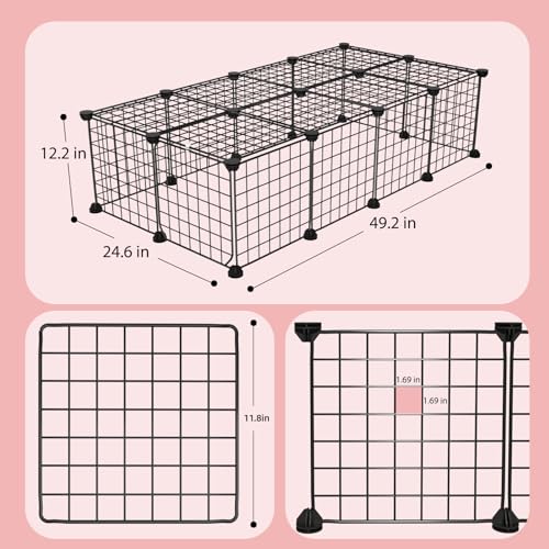 Guinea Pig Cages with Door and Top, 49.2x24.6x12.2inch Small Animal Cage, 20pcs Metal Grid Panels Small Animal Playpen, Expandable Cage for Guinea Pigs, Rabbits, Hamsters and Hedgehogs, Kitten - color: 20pcs