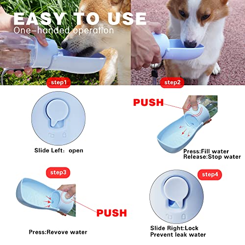 Foldable Dog Water Bottle, Portable Water Dispenser for Dog, Cat, Rabbit, Puppy and Small Animals, Dishwasher Safe Pet Accessories for Walking, Hiking, Travel - color: White, size: 19oz