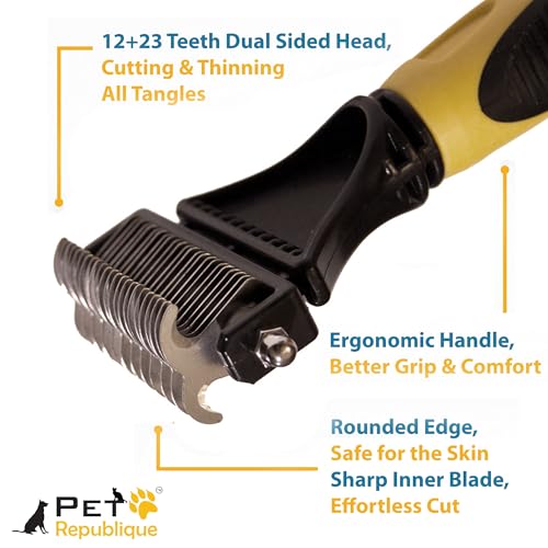 Matt Splitters Tool – Effective Mat Remover and De-matting Comb for Long-Haired Dogs, Cats, Rabbits – Regular 12+23 Teeth Design - size: 12+23 Teeth
