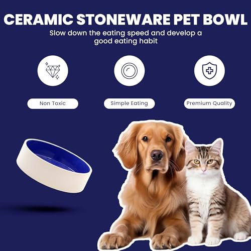 SPOT Ceramic Stoneware- Pet Bowl for Medium and Large Dogs, Classic Heavy Duty Non-Slip Ceramic Bowl for Food and Water - 7.5in Diameter - size: 7.5"