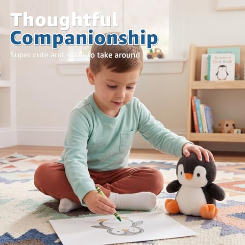 Ditucu Palm-Sized Penguin Stuffed Animals Cute Soft Mini Plush Doll Small Plushies Toys Gifts for Kids Black White 6 inch - style: Penguin A