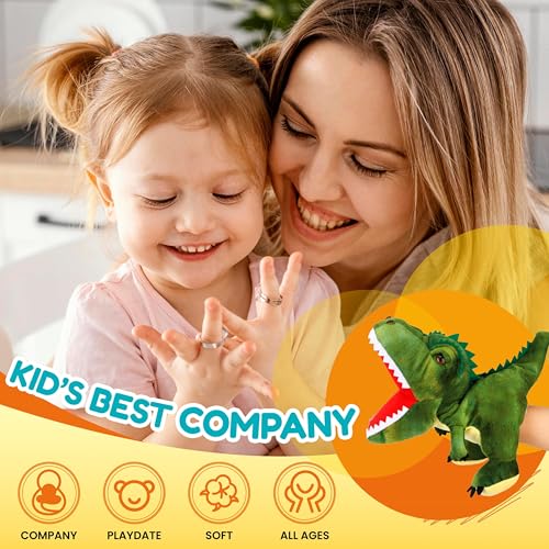 Easfan Dinosaur Hand Puppet with Movable Mouth Plush Toy Gift for Kids 11" | Role play preschool teaching, cute dinosaur stuffed animal, creativity imagination, Easter Christmas birthday holiday gift - style: Dinosaur