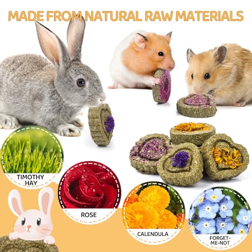 30PCS Guinea Pig Hay Grass Cake Food Set Natural Rabbit Chew Toys for Teeth | Hamster Toys, Bunny Chew Toys Timothy Hay Treats for Rabbits Chinchillas Rats, Small Animals Teeth Grinding - size: 30Pack-grass cake