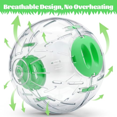 4 Pcs Hamster Exercise Ball, 5.7 Inch Guinea Pigs Running Ball Transparent Plastic Hamster Wheel for Dwarf Hamsters, Gerbils, Small Pets to Reduce Boredom and Increase Activity, Blue & Green
