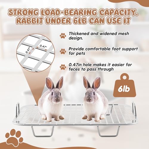 Maxcheck 2 Pcs Rabbit Litter Box, Stainless Steel Rabbit Litter Pan with 2 Grids, High Side Bunny Toilet Tray Potty Training Pan for Rats Ferret Bunny Guinea Pig(S 14.2''L x 11.2''W x 2.5''H) - size: S 14.2''L x 11.2''W x 2.5''H