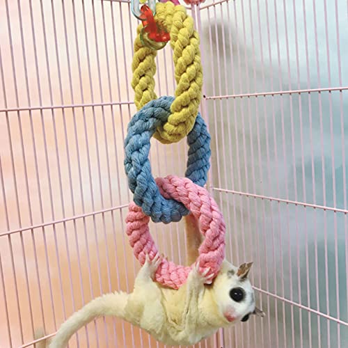 JWShang 2 Pack Sugar Glider Climbing Rope Toys, Sugar Glider Cage Accessories and Toys, Rat Hammocks for Cage Chew Proof, Rat Warm Bed, Small Animal Hanging Hammock