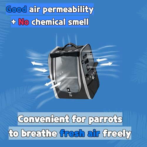 Birds Day Bird Carrier Backpack - Breathable Mesh Portable Parrot Travel Cage with 2PCS Perch, Food Bowl, and Stainless Steel Tray (Charcoal Gray) - color: Charcoal Gray