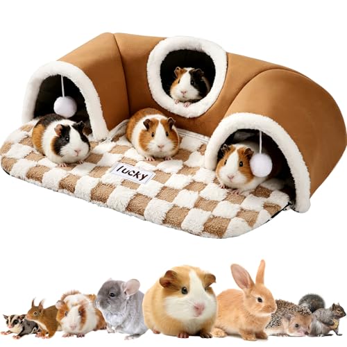 Extra Large Guinea Pig Hideout Tunnel, 22Lx16Wx5H Inches, Brown | Pet Tunnel for Dwarf Rabbits, Bunny, Chinchillas, Hamsters, Hedgehogs, Ferrets. Small Animal Tubes & Tunnels. Eay Assembly - color: Brown