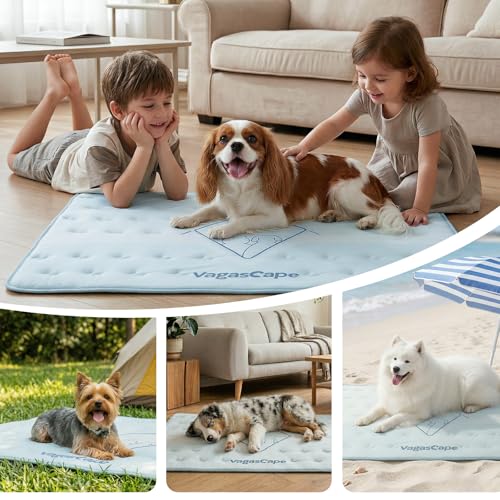 3.0 Supportive Double Sided Dog Cooling Mat | Thick Durable Pet Cooling Mat for Extra Large Pet, 47" x 28" Washable Cooling Mat for Dog Outdoor and Indoor - color: Square Blue, size: Large