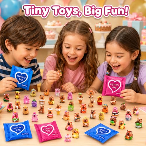 50 PCS Mystery Bag Mini Resin Capybara Blind Bags, Cute Glow in The Dark & Regular Capybara Figurines Surprise Box Toys for Kids, Tiny Collectible Party Favors, Cake Toppers, Phone Case Charms - color: 50pcs Capybara