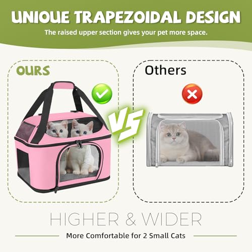 Soft Cat Carrier Up to 20 Lbs, Washable Pet Travel Bag for Kitten Puppy | Breathable Mesh, Medium to Big Pets Small Dog,Soft-sided Cloth Animal Crate for Car Travel Carrying, Safe for Vet Visit,Pink - color: Pink