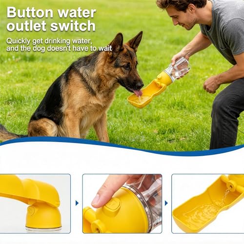 Amerisun Dog Water Bottle, 16.9 OZ Collapsible Leak-Proof Pet Water Bowl | Collapsible Water Bottle,Suitable for Dog, Cat, Puppy, Guinea Pig, Hamster & Bunny. Ideal for Walking, Hiking (yellow) - color: yellow