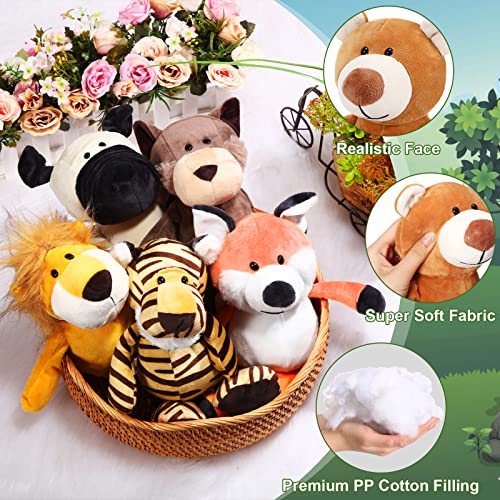 Lenwen 24 Pcs Safari Stuffed Animals Bulk, 10 Inch | Jungle Plush Animals Bulk, Lion Elephant Giraffe Zebra Panda, Soft Stuffed Toys, Jungle Party Favors