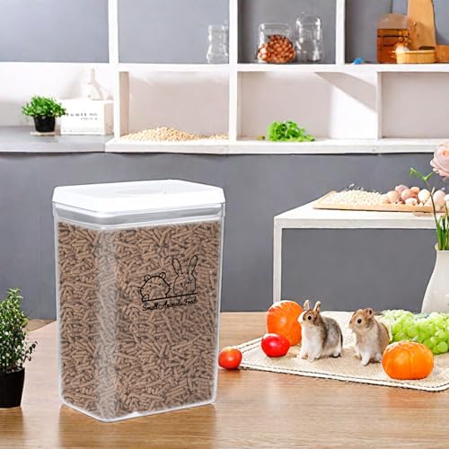 Pet Treat Storage Container,Clear Airtight Food Container One Button Opening Food Containers,with Handled Lid and Measuring Spoon Clear,for Storage Hamster Sand,Rabbit Food,Rabbit Nuggets Etc