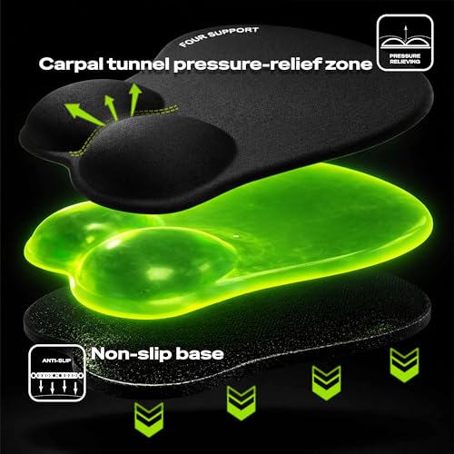 Ergonomic Gel Mouse Pad with Wrist Rest for Pressure-Relief – Orthopedic Style Wrist Support, Physiotherapist Brand 10.1L x 8.5W inches