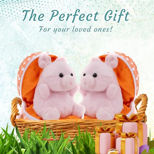 Easter Stuffed Animal - 6 inch - Surprise Zip up Egg Hideaway Springtime Inspired Plush Toy Gift for Kids, Boys and Girls - Easter Mother's Day Birthday (New Pig Egg) - color: New Pig Egg