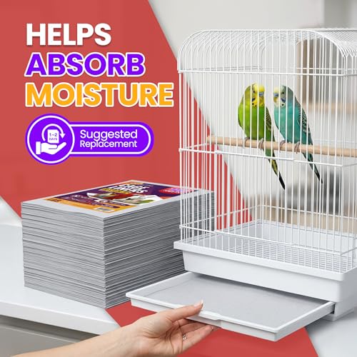VIOLETTO 120 Sheets Pre-Cut Bird Cage Liners - Unprinted Plain Newsprint Paper, 20" x 18" - Highly Absorbent & Ink-Free Pet Habitat Liners for Parrots, Rabbits & Guinea Pigs | Pre-cut, Unprinted Plain Newsprint Paper, Highly Absorbent & Ink-Free, For Parr
