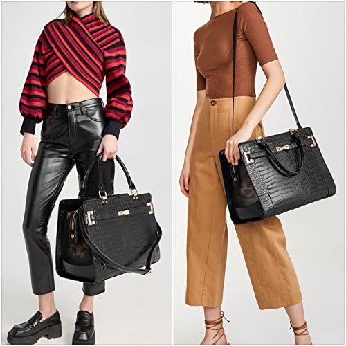 Fashion Pet Carrier Dog Cat Carrier Purse Soft-Sided Leather Handbag Pet Tote Bag for Small Dogs Puppy and Cat TSA Airline Approved - color: Black 3