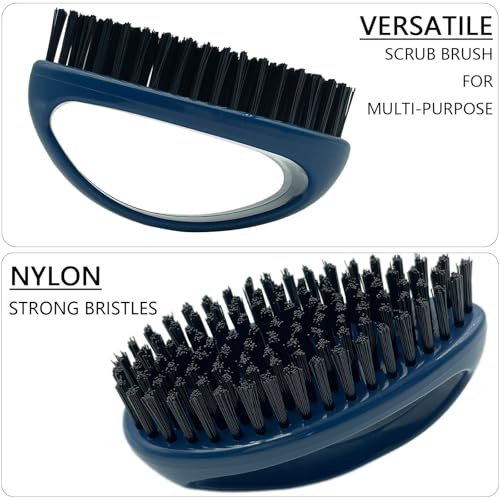 GKETN Small Scrub Brush with Nylon Bristles Heavy Duty Cleaning Brush | Good for Household Use, Like Bathroom, Kitchen, Grout, Tiles - Non-Slip Teardrop Handle & Hangable Design - Deep Blue - color: Deep Blue