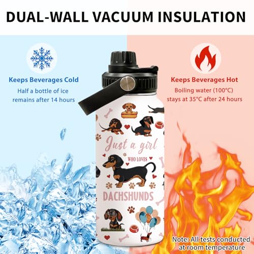 Dachshund 32oz Water Bottle, with Handle Lid Bottle, Insulated Cup | 32oz Stainless Steel Sport Tumbler, Leak-proof Coffee Mug, Thanksgiving Christmas Birthday Gift for Dachshund Lovers - color: Dachshund