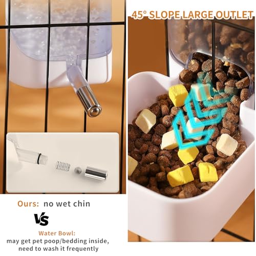 24oz Rabbit Water Dispenser No Drip for Cage, Hanging Automatic Guinea Pig Water Bottle Large Small Aniaml Cage Accessories for Ferret Guinea Pig Rat Rabbit (White)