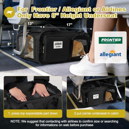 pidipiti 17x13x8 Soft-Sided pet Carrier,for 1 Extra-Small Dog/Small cat | top expandable,breeze airlines approved - size: 17"L x 13"W x 8"H