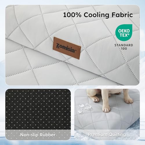 ZOMISIA Cooling Dog Bed for Crate, Q-Max>0.5 Cooling Mat with Removable Washable Cover, Orthopedic Egg Crate Foam Summer Pad for Extra Large Dogs, 41x27 Inch, Grey - size: 41x27"(XL-Crate)